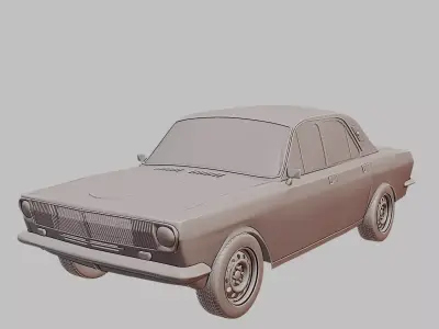 GAZ 24 Volga Soviet Sedan 3D Printable Model 3D print model