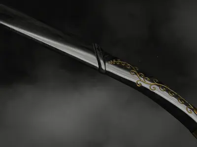 Sword and Scabbard - Elven Low-poly 3D model