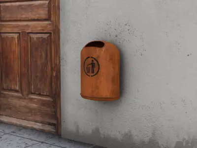 DUST BIN FOR OUTDOOR RECREATIONAL PLACES FROM 1980S Low-poly 3D model