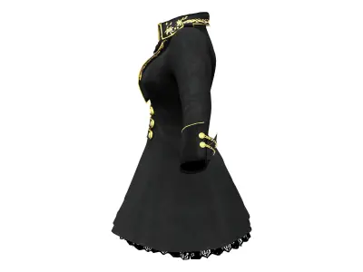 Military Style Embroidery Female Coat Low-poly 3D model