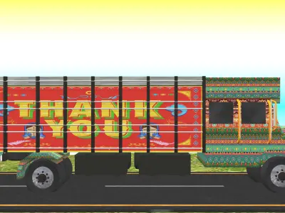 Indian Truck Model 3 Low-poly 3D model