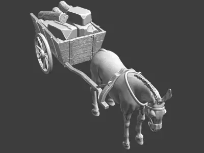 Medieval Supply Wagon for Castle construction 3D print model
