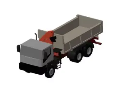 Dump truck with elevator crane 3D model