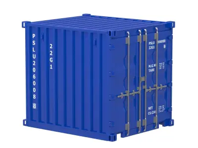 8ft Shipping Container blue 3D model