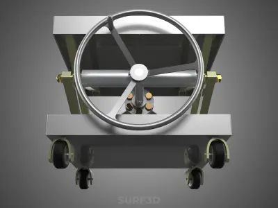 VINTAGE INDUSTRIAL JACK SCISSOR LIFT TABLE STEEL CART TURN WHEEL 3D model