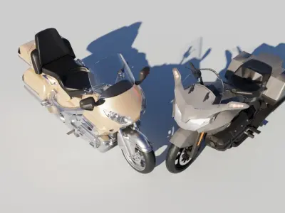Honda Goldwing Motorcycle Pack modernretro 3D model