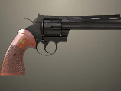 Revolver 05 Black Colt Python All PBR Unity UE Textures Low-poly 3D model