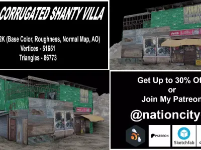 Shanty Green Shanty Villa Game-Ready  Low-poly 3D model