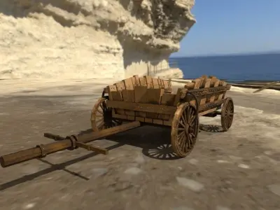 Low Poly Medieval Cart Low-poly 3D model