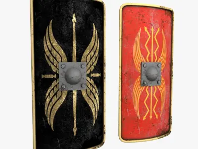Roman Shield Legionary Scutum Game Ready Low Poly Low-poly 3D model
