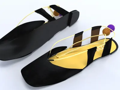 ladies shoes black velvet flats model 3D model