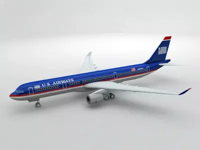 Airbus A330 Airliner - US Airways Low-poly 3D model