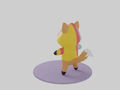 Cute Fox Cartoon Character 3d Model Low-poly 3D model