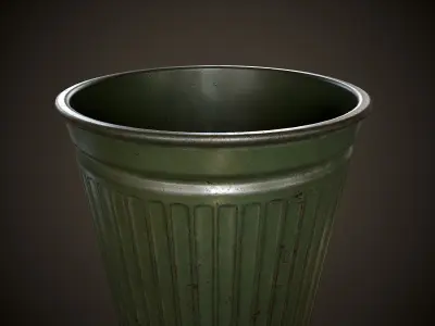 Vintage Office Trash Bin Low-poly 3D model