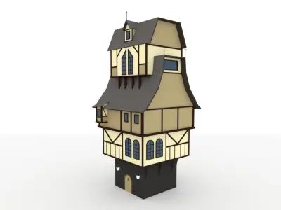 Medieval low poly house Free low-poly 3D model