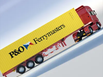 Euro Truck With Containers 3D model