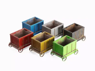 Old Mining Trolley Set 3D model
