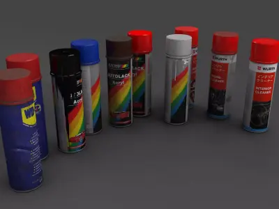 spray cans Low-poly 3D model