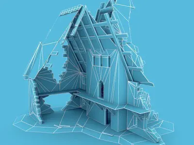 Medieval Building 48 Ruined Church Low-poly 3D model