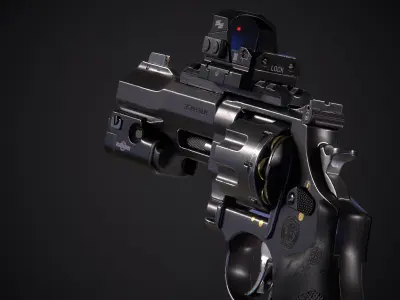 PBR Revolver Low-poly 3D model Low-poly 3D model