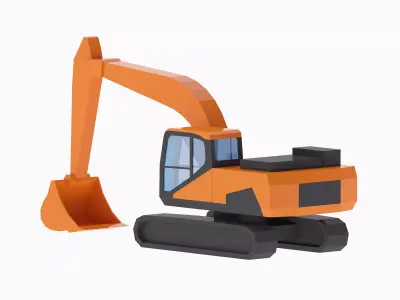 Excavator Construction DX225LC-5 Simplified Low-poly 3D model