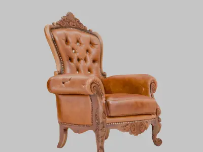 Brown Throne Seat 3D Model Low-poly 3D model