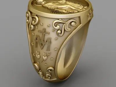 Antique Religious Ring 3D print model