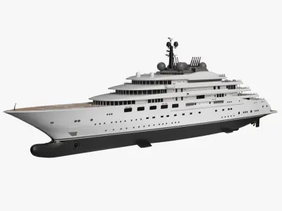 Blue Lurssen Superyacht Night Scene 3D model