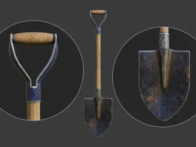 Shovel Spading Fork and Wheelbarrow Collection  3D model