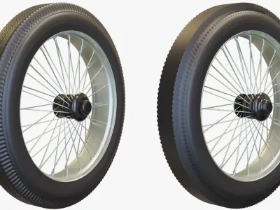 Classic kit of Vintage Tires Low-poly 3D model