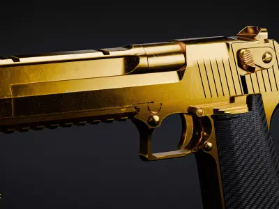 Gold Desert Eagle 3D model Low-poly 3D model