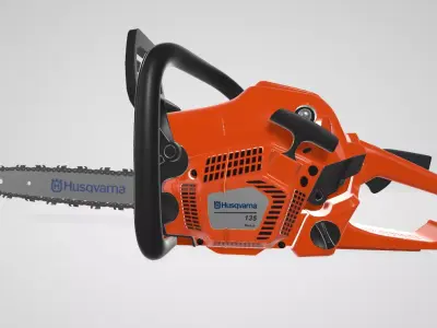 Husqvarna 440 18 Gas Chainsaw Orange Low-poly 3D model