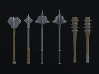 Cartoon medieval weapons Polygonal Style Low-poly 3D model