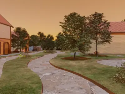 Village Landscape Scene 3D model