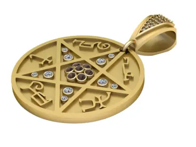 ANTIQUE STAR DESIGN COIN PENDANT 3D PRINTABLE MODEL 3D print model