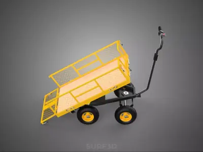 ELECTRIC TILTING LIFT MESH BED DUMP GARDEN WAGON CARGO CAGE CART 3D model
