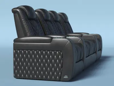 Home Theater Seating Row of 4 Pieces Black 3D model