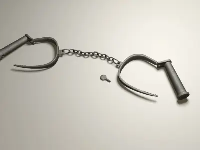 Pirate handcuffs with chain Low-poly 3D model