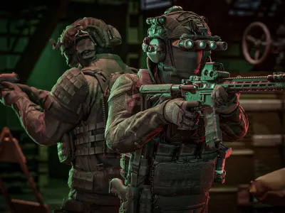 Modular Military Character Low-poly 3D model purchase