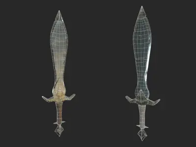 Medieval fantasy short sword Low-poly 3D model