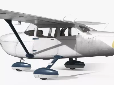 Cessna 172 Aircraft with Internal Frame and Engine 3D model