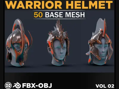 50 Model of warrior helmet-weapons and armor-Vol 03 Low-poly 3D model