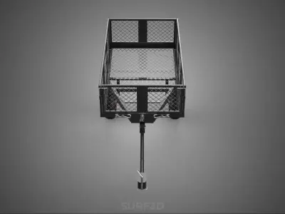 BLACK MESH TRAILER CART TOWING TRACTOR WAGON TROLLEY DOLLY FARM 3D model