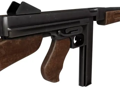 Thompson Gun Low-poly 3D model