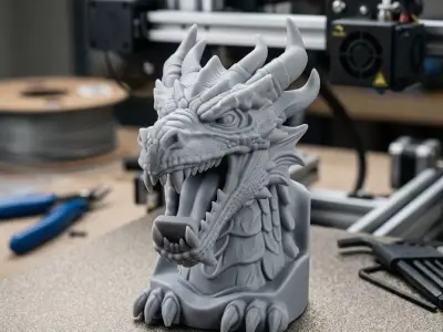 Ancient Fantasy Dragon Statuette 3D print model