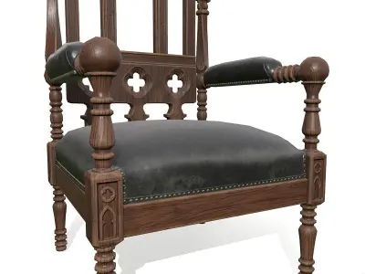 Gothic chair Low-poly 3D model