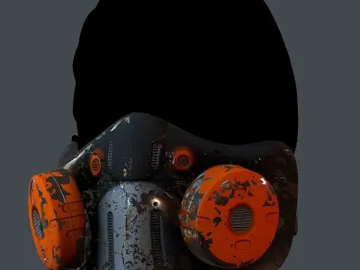 Gas mask helmet 3d model scifi  Low-poly 3D model 6