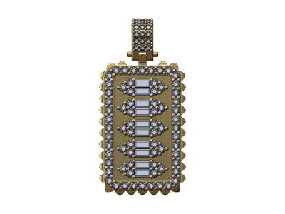 Vintag diamond and baguettes clusters pendant with bail 3D print model