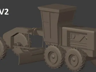 Simple construction machinery excavator and grader 3D print model