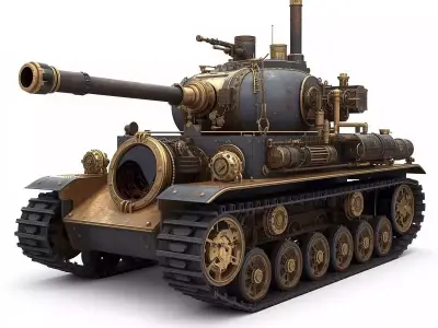 Steampunk Military Warfare Vehicles 3D Collection 3D Model Pack